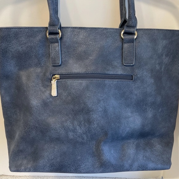 Blue‎ Star Studded Tote Bag with Suede Finish - Picture 4 of 9